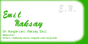 emil maksay business card